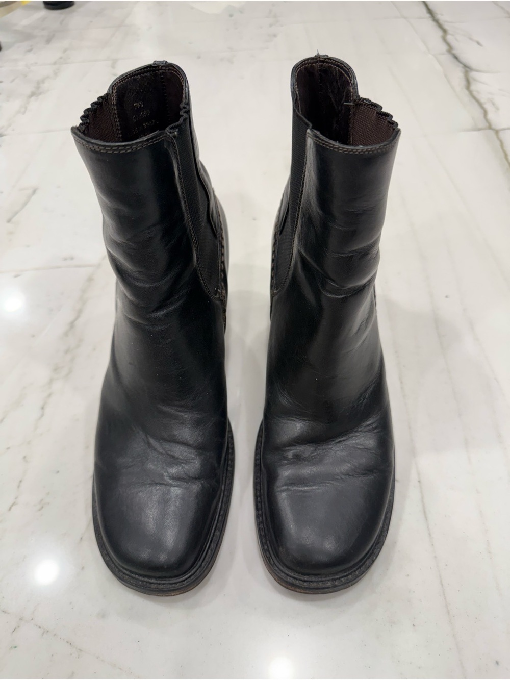 Vibram Black Leather Chelsea-Style Ankle Boots